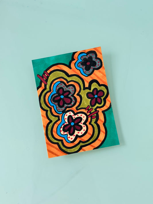 ACEO, Flower Clouds #15 Original Art Card 2.5x3.5