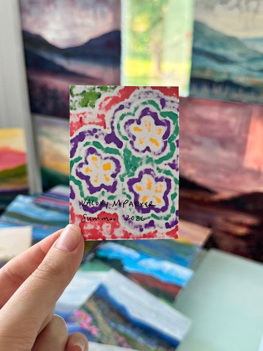 ACEO, Flower Clouds #18 Original Art Card 2.5x3.5