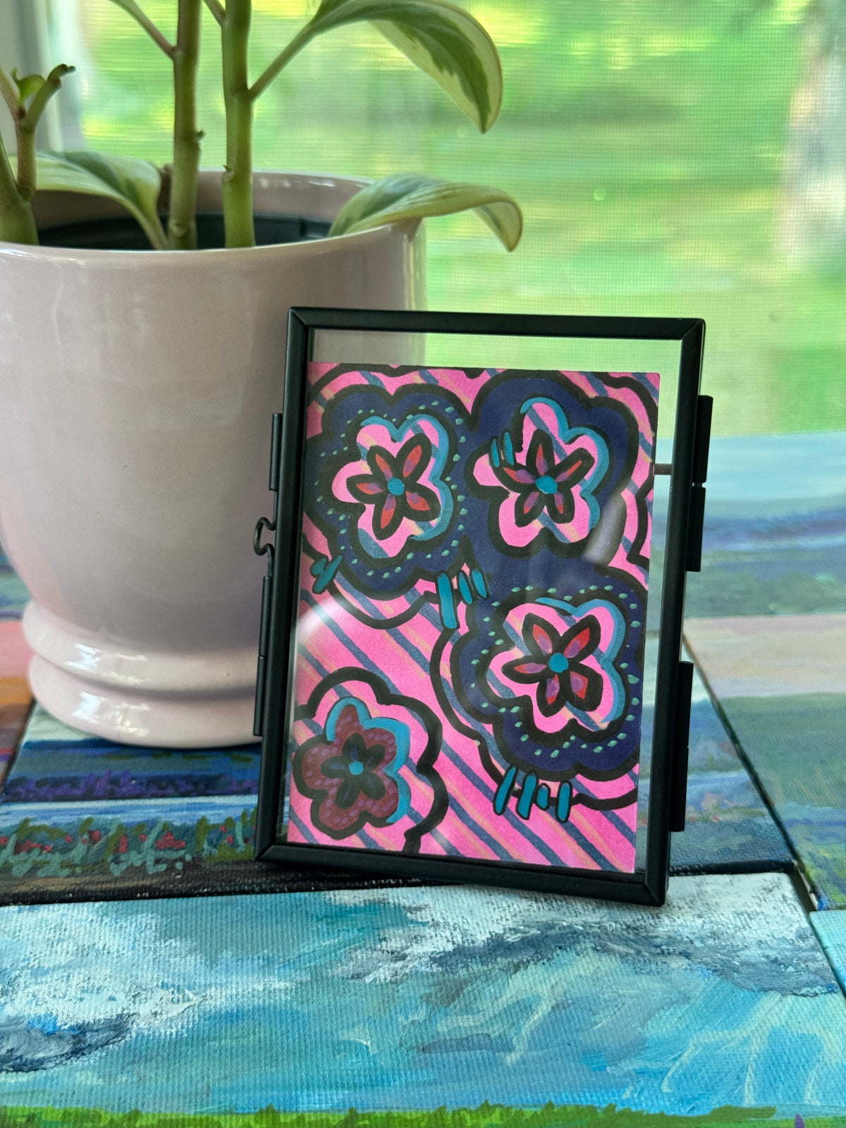 ACEO, Flower Clouds #2 Original Art Card 2.5x3.5