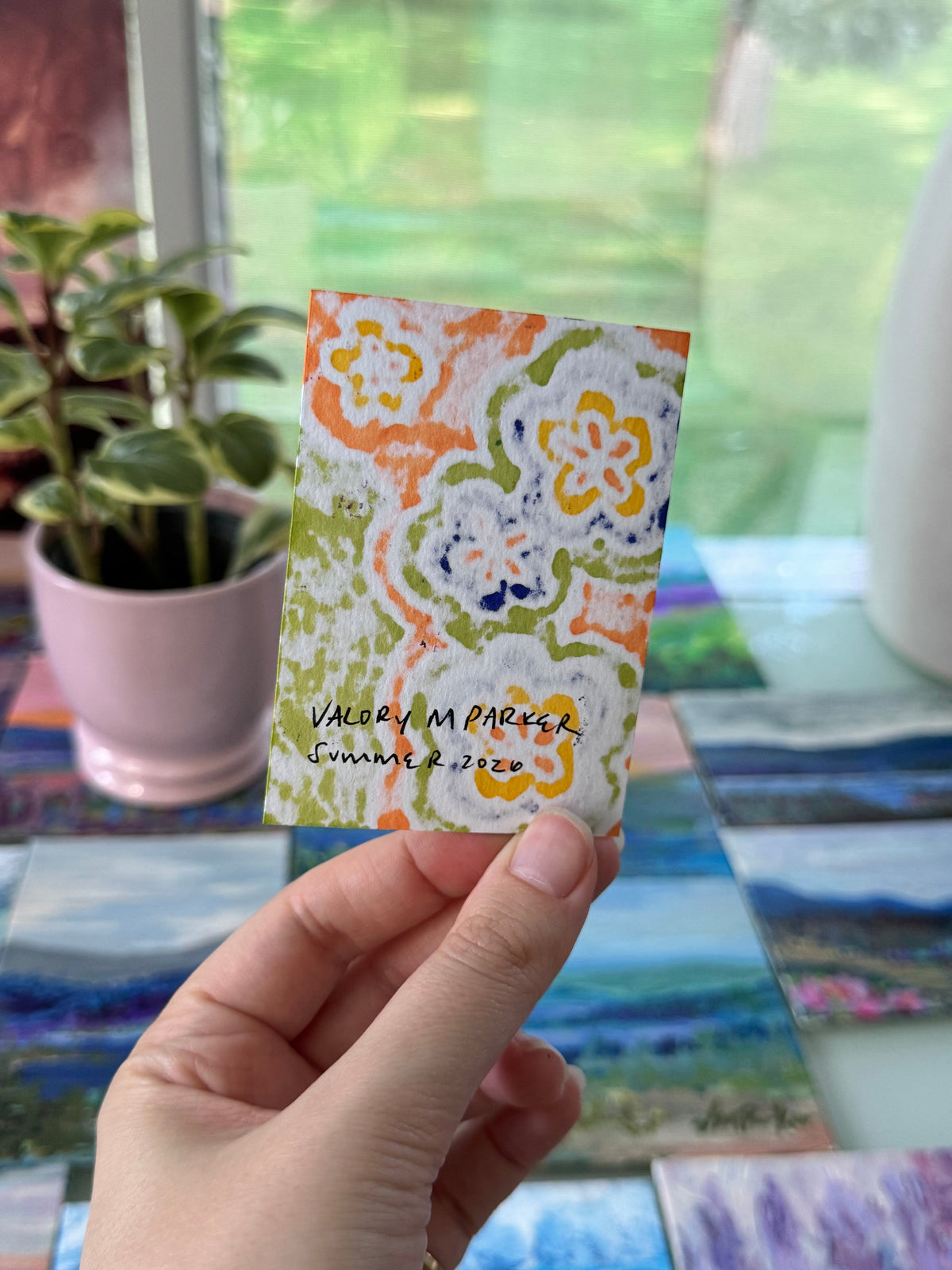 ACEO, Flower Clouds #12 Original Art Card 2.5x3.5