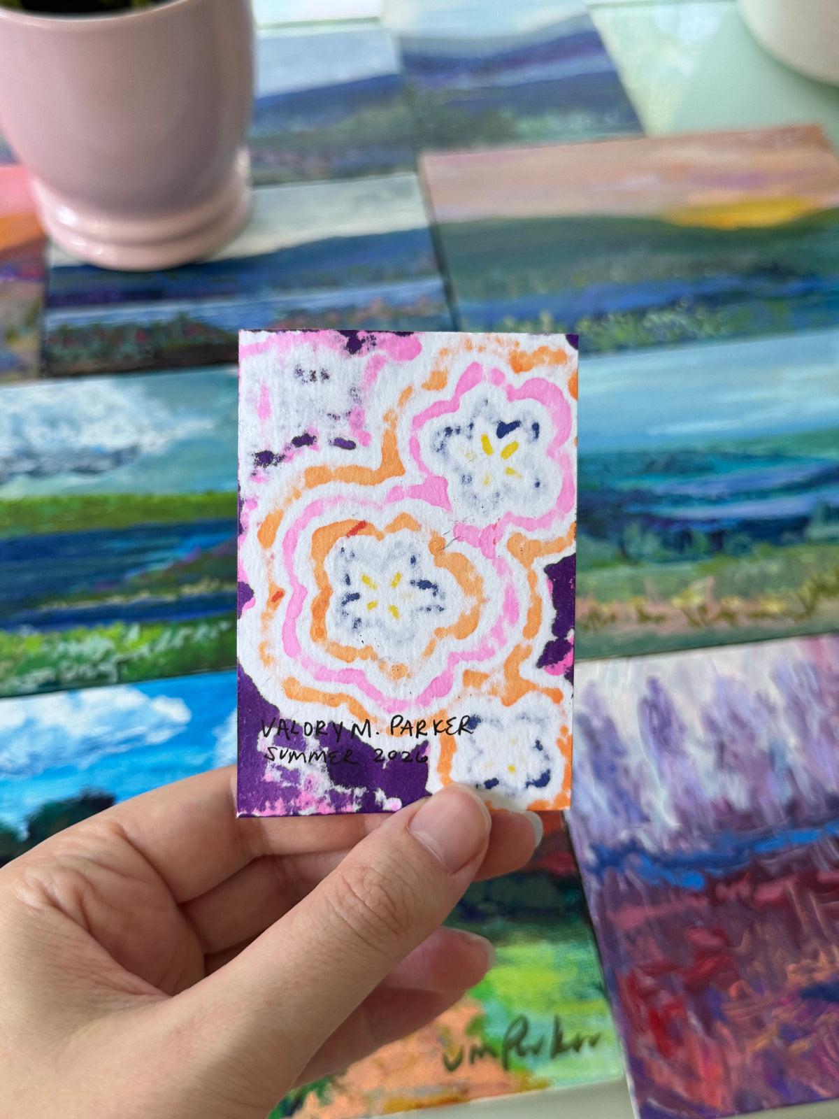 ACEO, Flower Clouds #1 Original Art Card 2.5x3.5