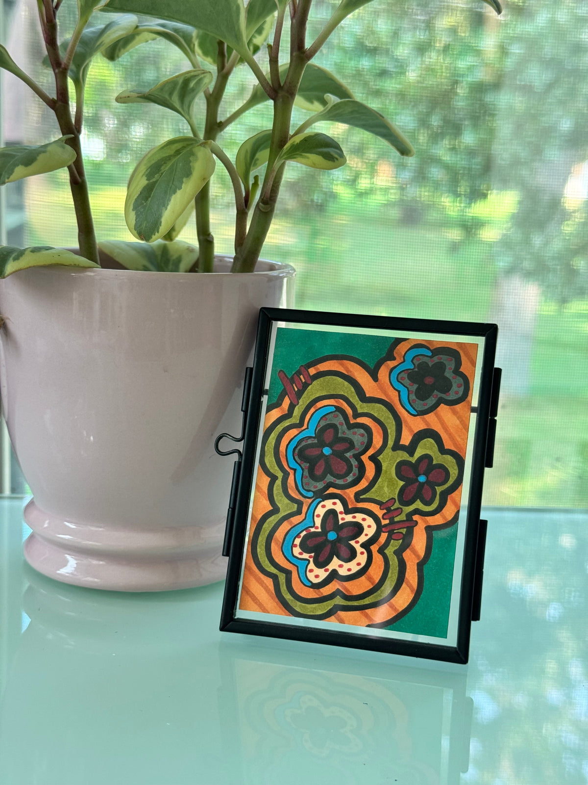 ACEO, Flower Clouds #15 Original Art Card 2.5x3.5