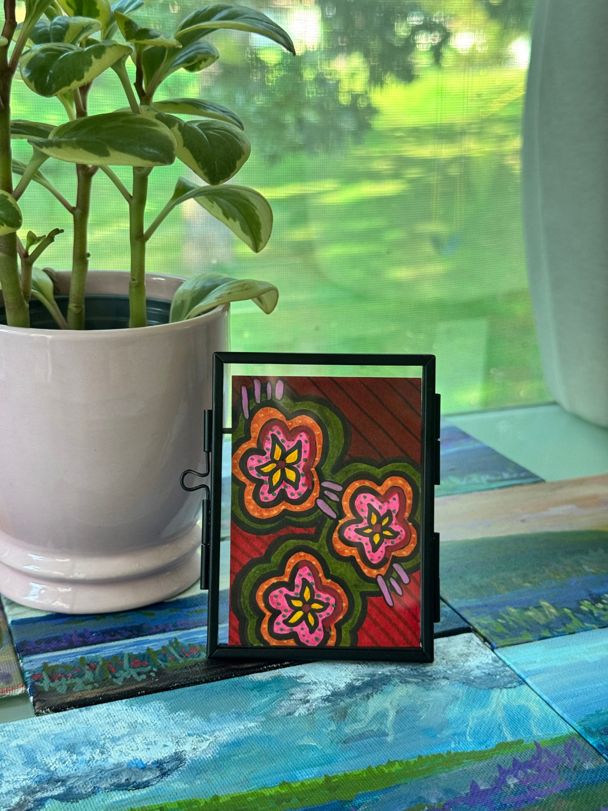 ACEO, Flower Clouds #4 Original Art Card 2.5x3.5