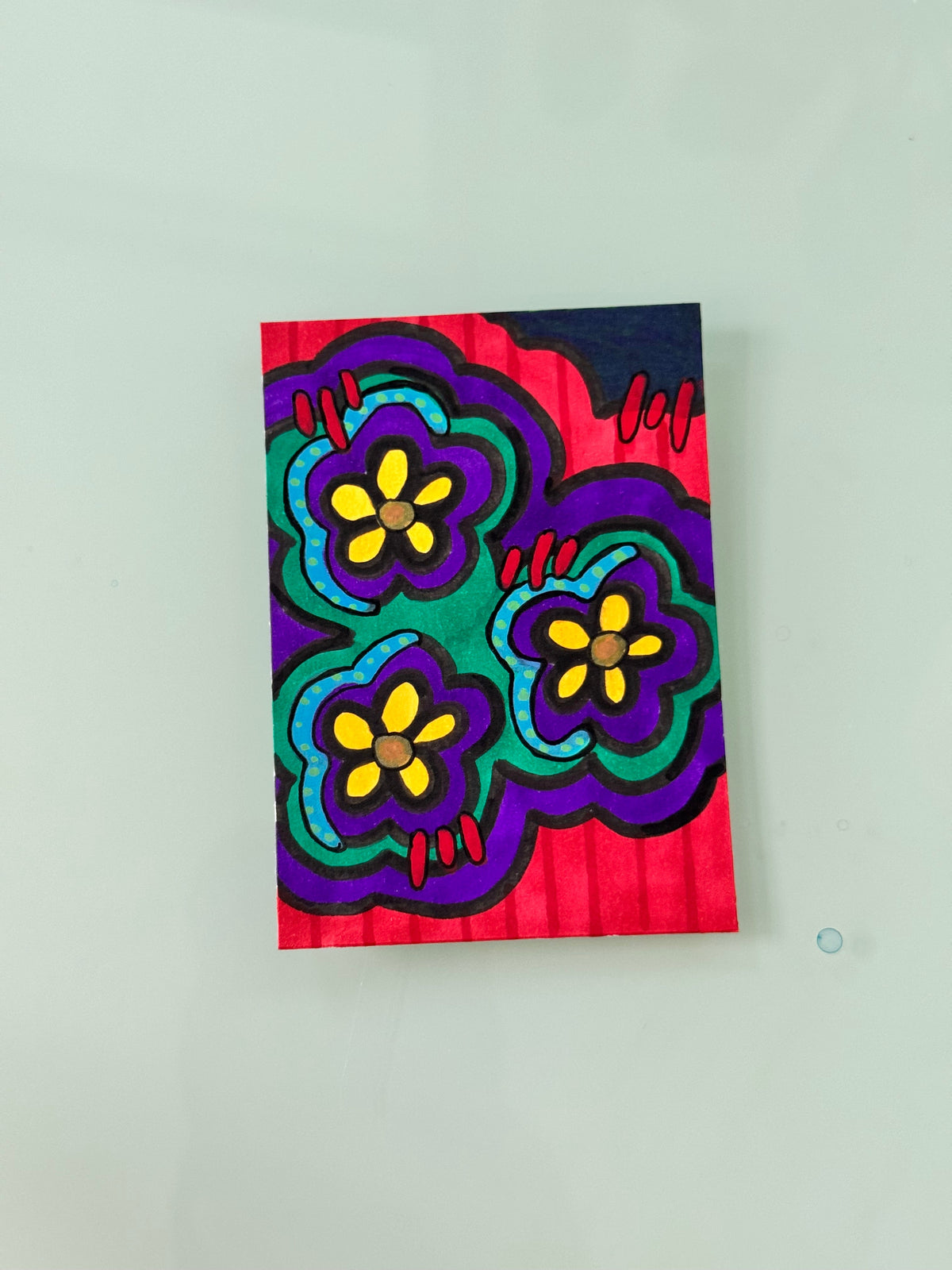ACEO, Flower Clouds #18 Original Art Card 2.5x3.5