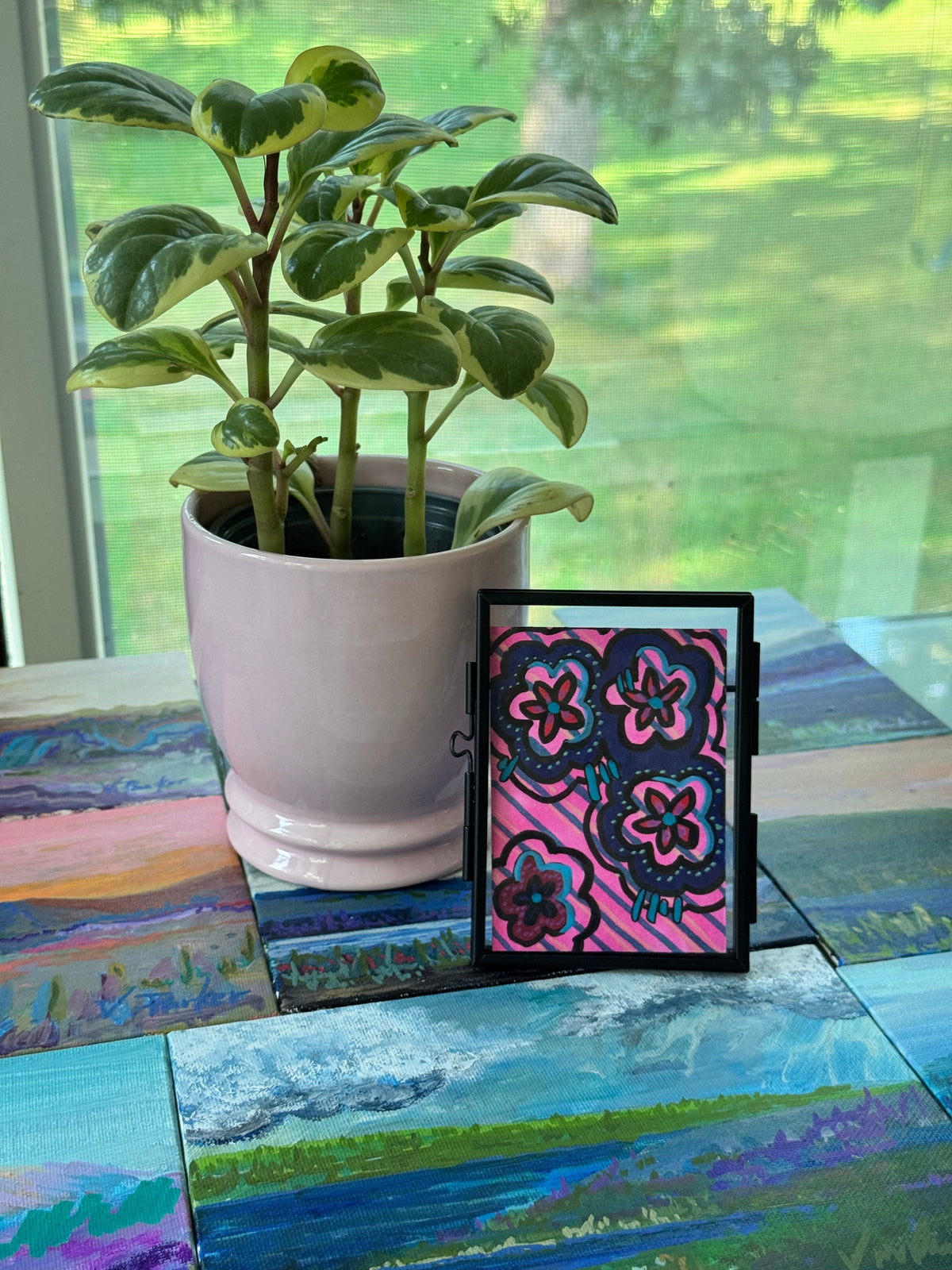ACEO, Flower Clouds #2 Original Art Card 2.5x3.5