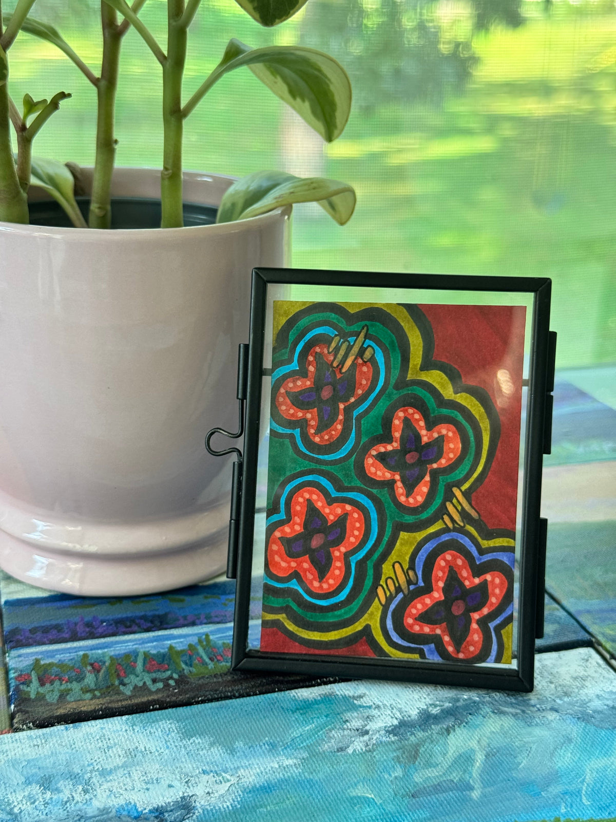 ACEO, Flower Clouds #3 Original Art Card 2.5x3.5