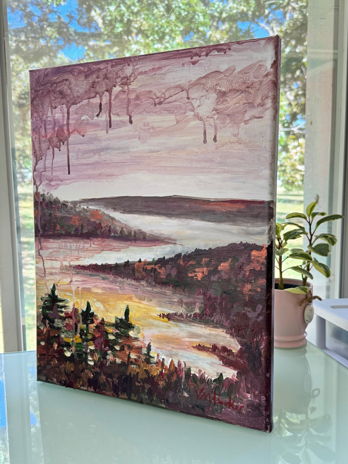 Original Acrylic Painting on Canvas: “Cranberry Autumn on the Lake” 18x24