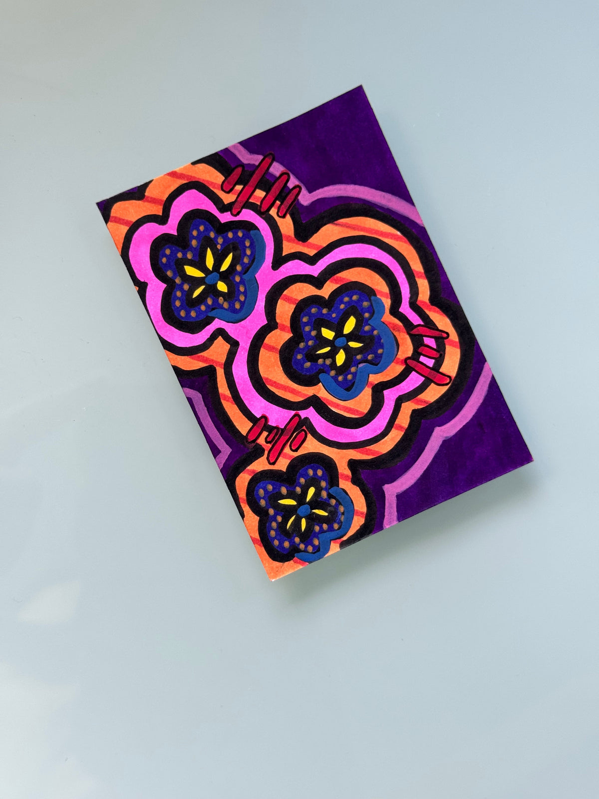 ACEO, Flower Clouds #1 Original Art Card 2.5x3.5