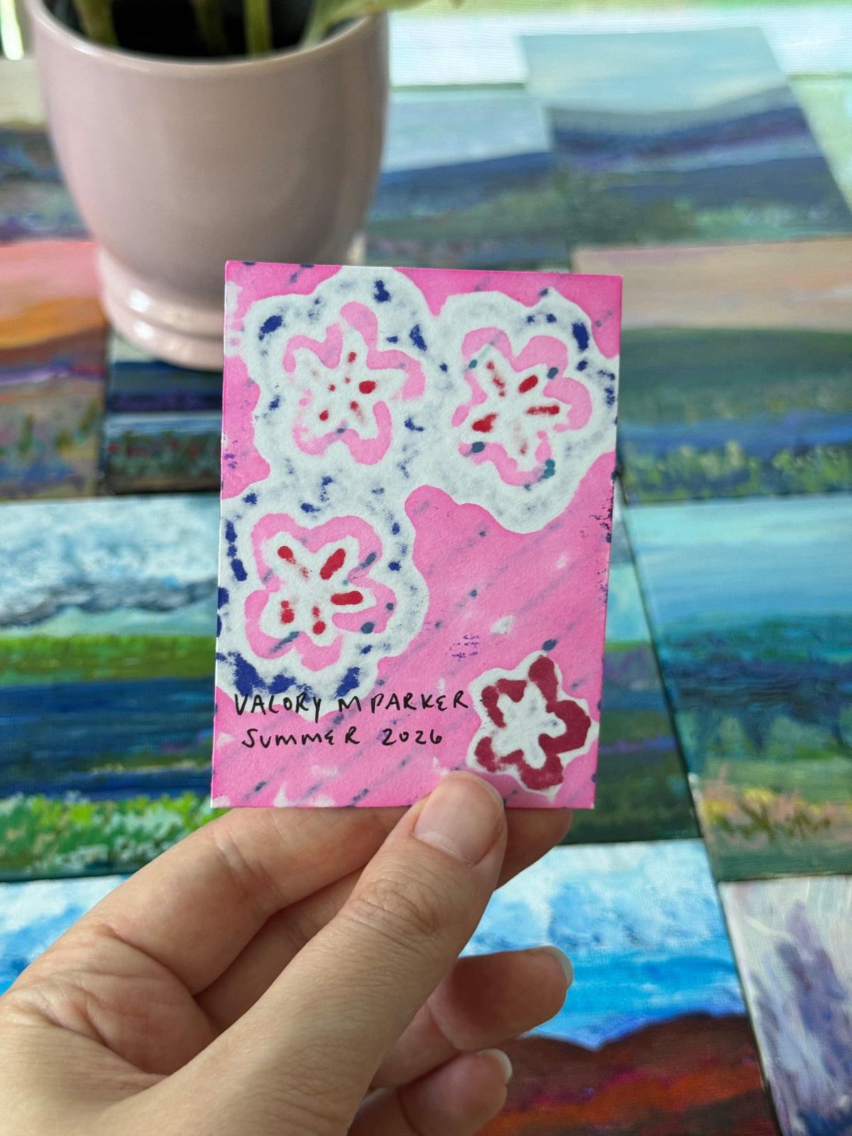 ACEO, Flower Clouds #2 Original Art Card 2.5x3.5