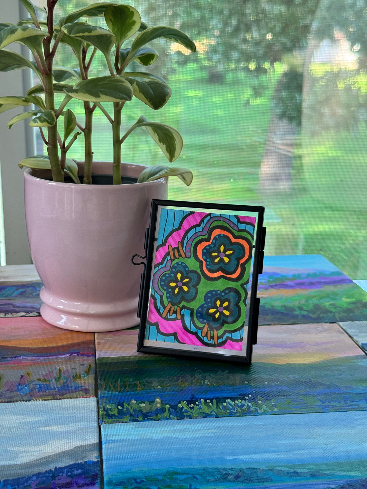ACEO, Flower Clouds #14 Original Art Card 2.5x3.5
