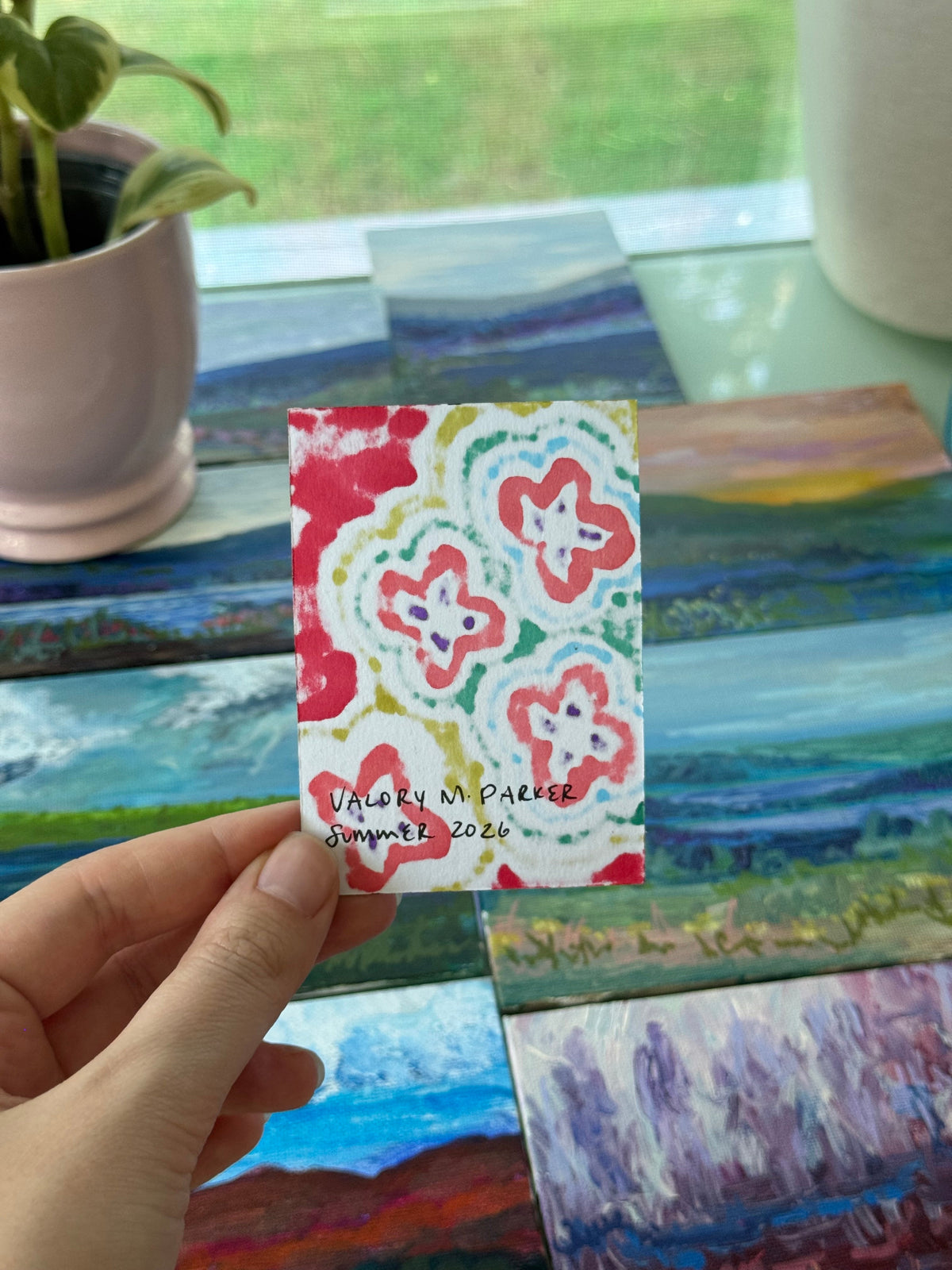 ACEO, Flower Clouds #3 Original Art Card 2.5x3.5