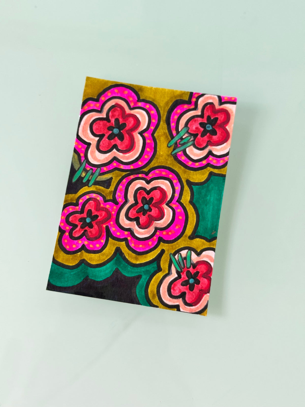 ACEO, Flower Clouds #16 Original Art Card 2.5x3.5